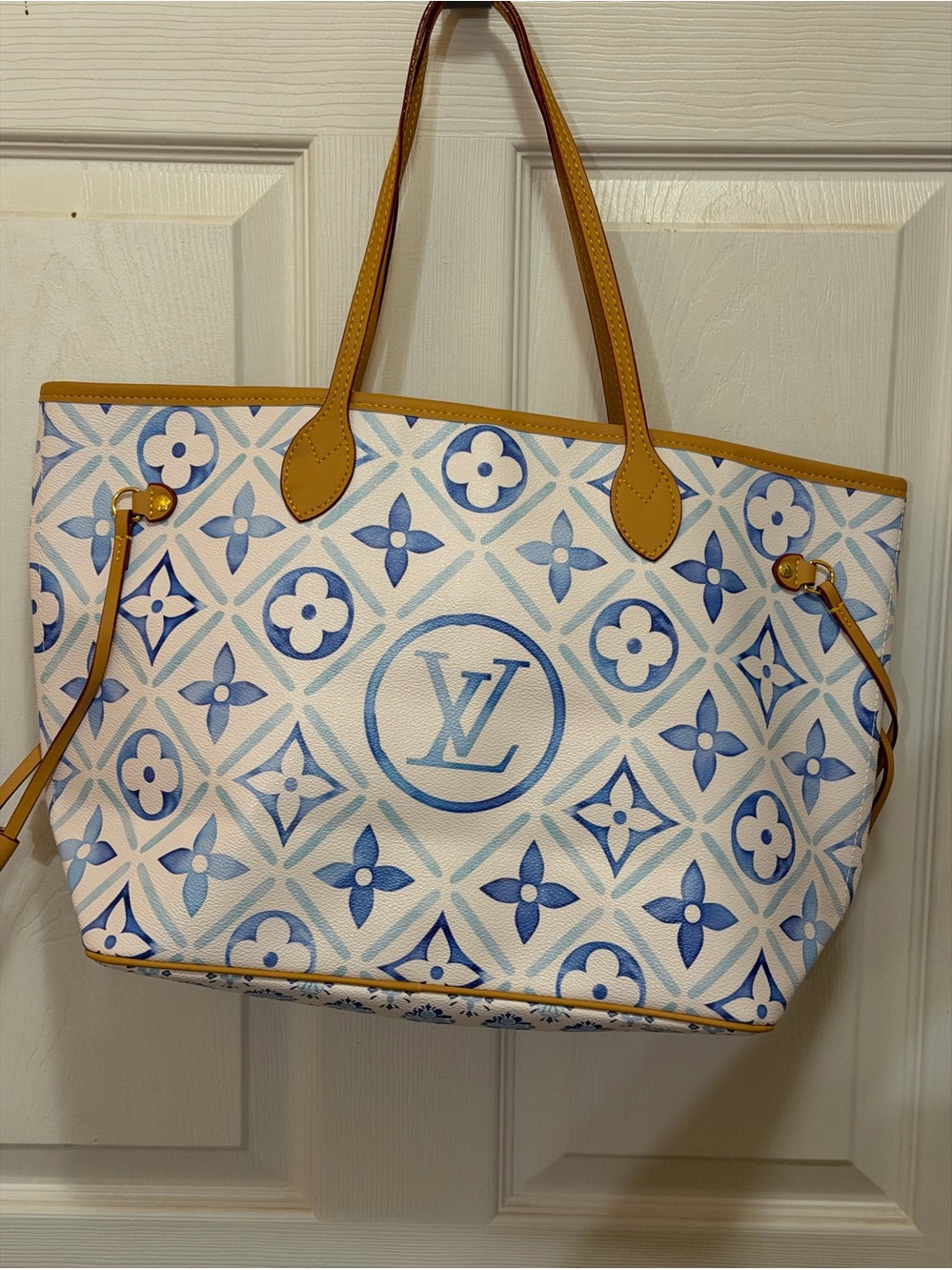 Blue & White Monogram Tote